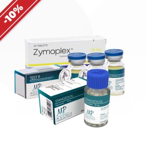 Un cours classique pour augmenter la force. Testostérone + Winstrol emballage du médicament