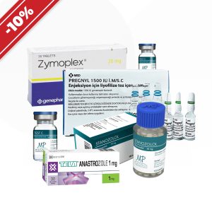 Un cours pour des muscles maigres. Winstrol + testostérone + gonadotrophine + tamoxifène emballage du médicament